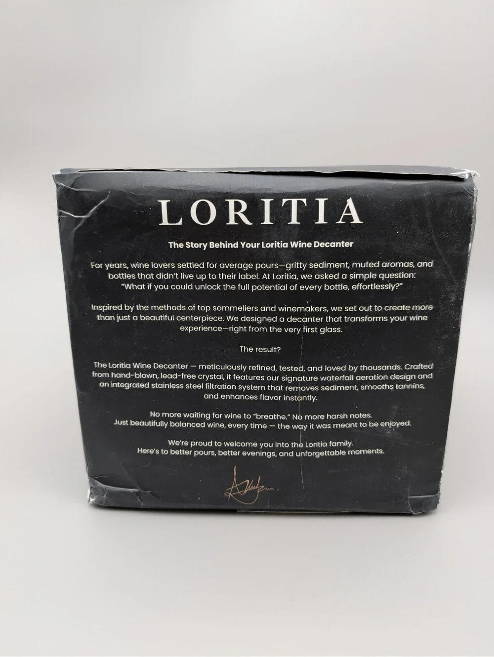 Loritia Wine Decanter - Enhance Flavor and Sediment Filtration